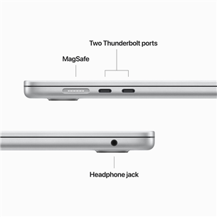 Apple MacBook Air 15" (2023), M2 8C/10C, 8 GB, 256 GB, ENG, sudraba - Portatīvais dators