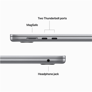 Apple MacBook Air 15" (2023), M2 8C/10C, 8 GB, 256 GB, RUS, tumši pelēka - Portatīvais dators