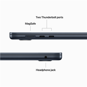 Apple MacBook Air 15" (2023), M2 8C/10C, 8 GB, 256 GB, ENG, melna - Portatīvais dators