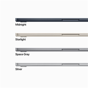 Apple MacBook Air 15" (2023), M2 8C/10C, 8 GB, 512 GB, SWE, melna - Portatīvais dators