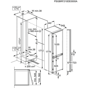 Electrolux 500, Low Frost, 271 L, 178 cm - Built-in Refrigerator