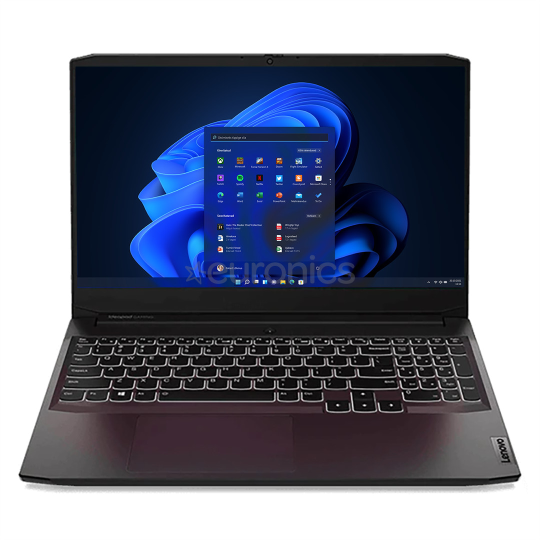Lenovo IdeaPad Gaming 3 15ACH6, 15.6", FHD, 120 Hz, Ryzen 5, 8 GB, 512 GB, RTX 3050, SWE, melna - Portatīvais dators