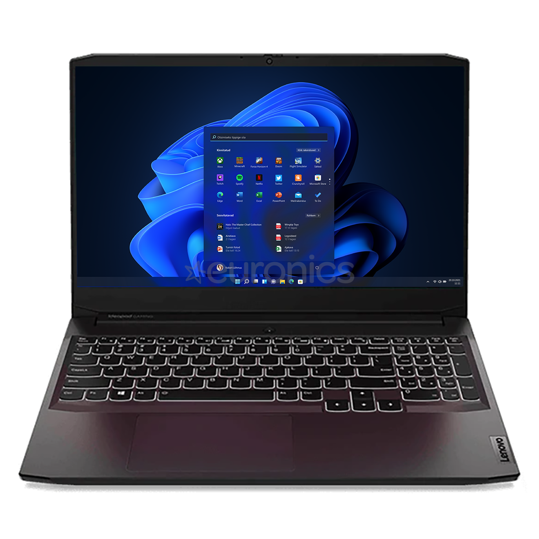 Lenovo IdeaPad Gaming 3 15ACH6, 15.6", FHD, 120 Hz, Ryzen 5, 8 GB, 512 GB, RTX 3050, SWE, melna - Portatīvais dators