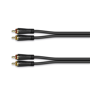 Hama Audio Cable, 2 RCA - 2 RCA, apzeltīti kontakti, 1.5 m, melna - Vads