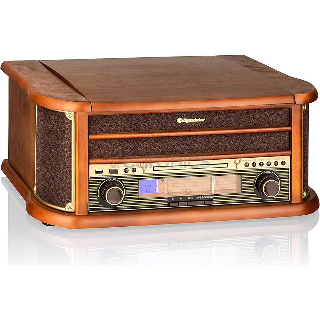 Roadstar HIF-1993BT, turntable, CD, Bluetooth, USB, brown - Boombox