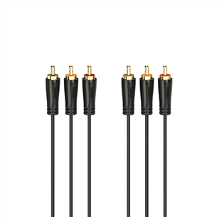 Hama Audio/Video Cable, 3 RCA - 3 RCA, gold-plated, 1.5 m, black - Cable 00205150