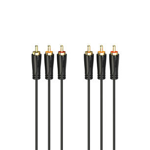 Hama Audio/Video Cable, 3 RCA - 3 RCA, apzeltīti kontakti, 1.5 m, melna - Vads 00205150