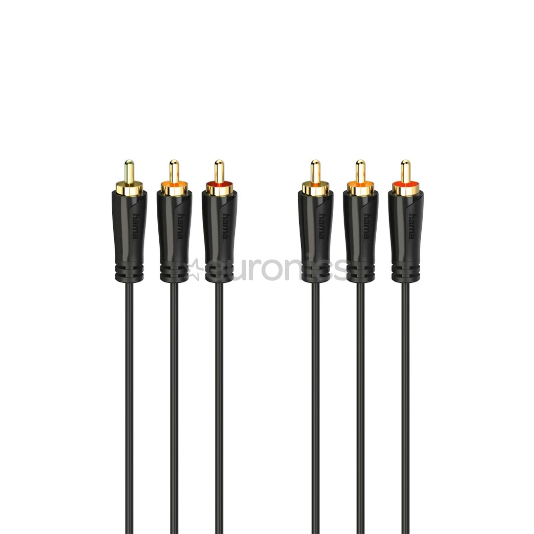 Hama Audio/Video Cable, 3 RCA - 3 RCA, позолоченный, 1,5 м, черный - Кабель