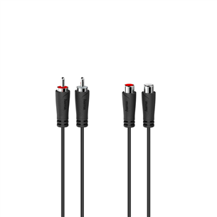 Hama Audio Extension Cable, 2 RCA plugs - 2 RCA sockets, 3 m, black - Cable 00205094