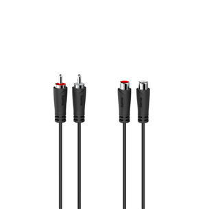 Hama Audio Extension Cable, 2 RCA spraudnis - 2 RCA ligzda, 3 m, melna - Vads