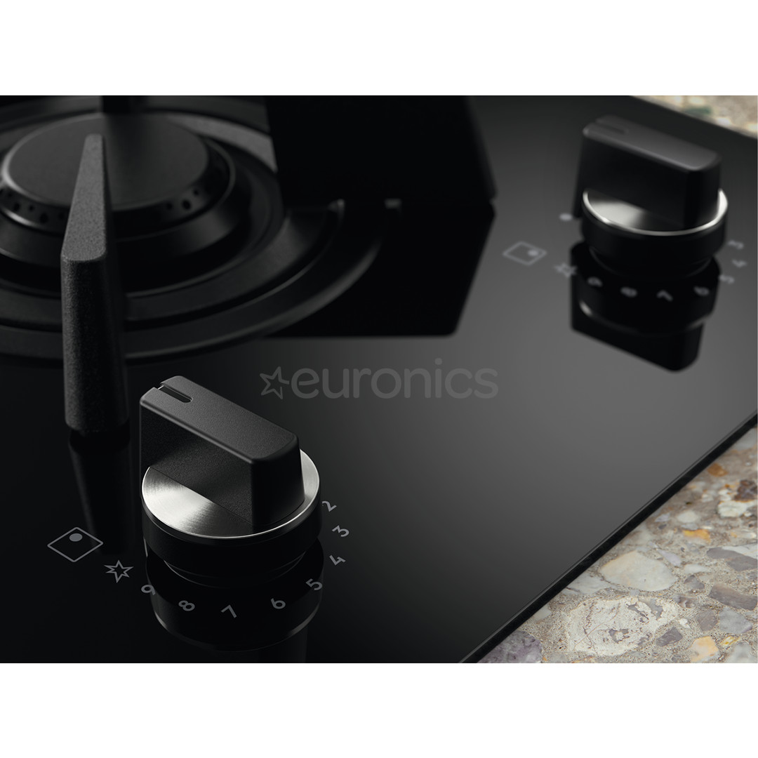 Electrolux, platums 60 cm, melna - Iebūvējama kombinētā plīts virsma - gāze/indukcija