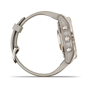 Garmin 7s Pro Sapphire Solar, 42mm, gold steel / beige silicone band - Sports watch