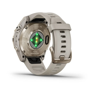 Garmin 7s Pro Sapphire Solar, 42mm, gold steel / beige silicone band - Sports watch