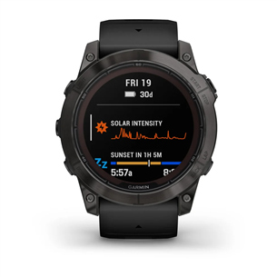 Garmin fenix 7X Pro Sapphire Solar, 51 mm, dark gray DLC titanium / black silicone band - Sports watch