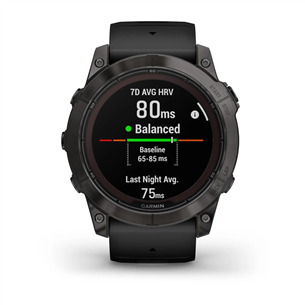 Garmin fenix 7X Pro Sapphire Solar, 51 mm, tumši pelēka DLC titāna/melna silikona siksniņa - Viedpulkstenis