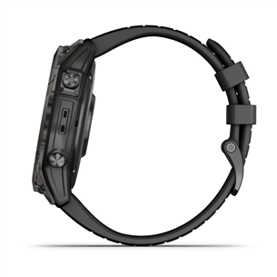 Garmin fenix 7X Pro Sapphire Solar, 51 mm, tumši pelēka DLC titāna/melna silikona siksniņa - Viedpulkstenis