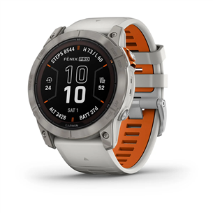 Garmin fenix 7X Pro Sapphire Solar, 51 мм, титановый/серо-оранжевый ремешок - Спортивные часы