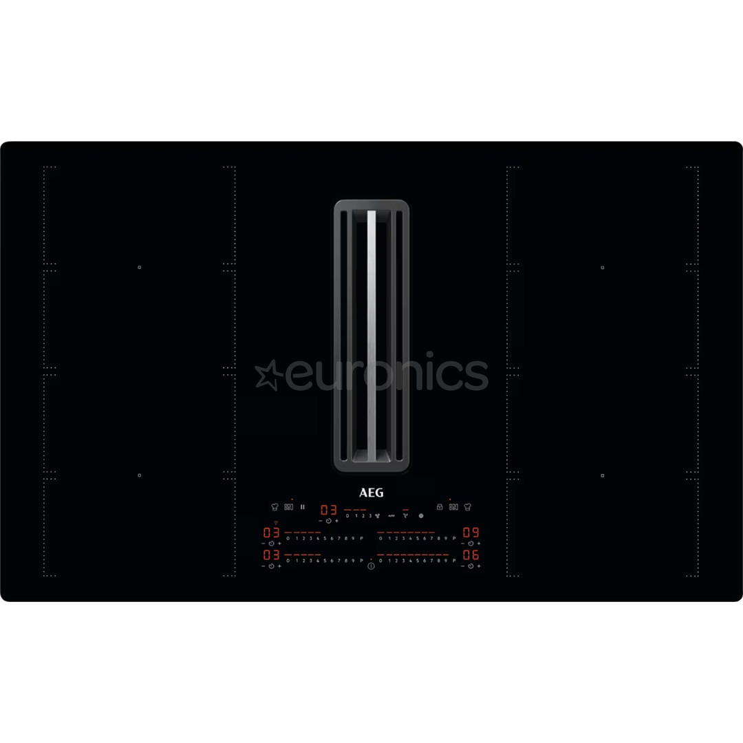 AEG 6000 FlexiBridge, platums 83 cm, melna - Iebūvējama indukcijas plīts virsma ar tvaika nosūcēju