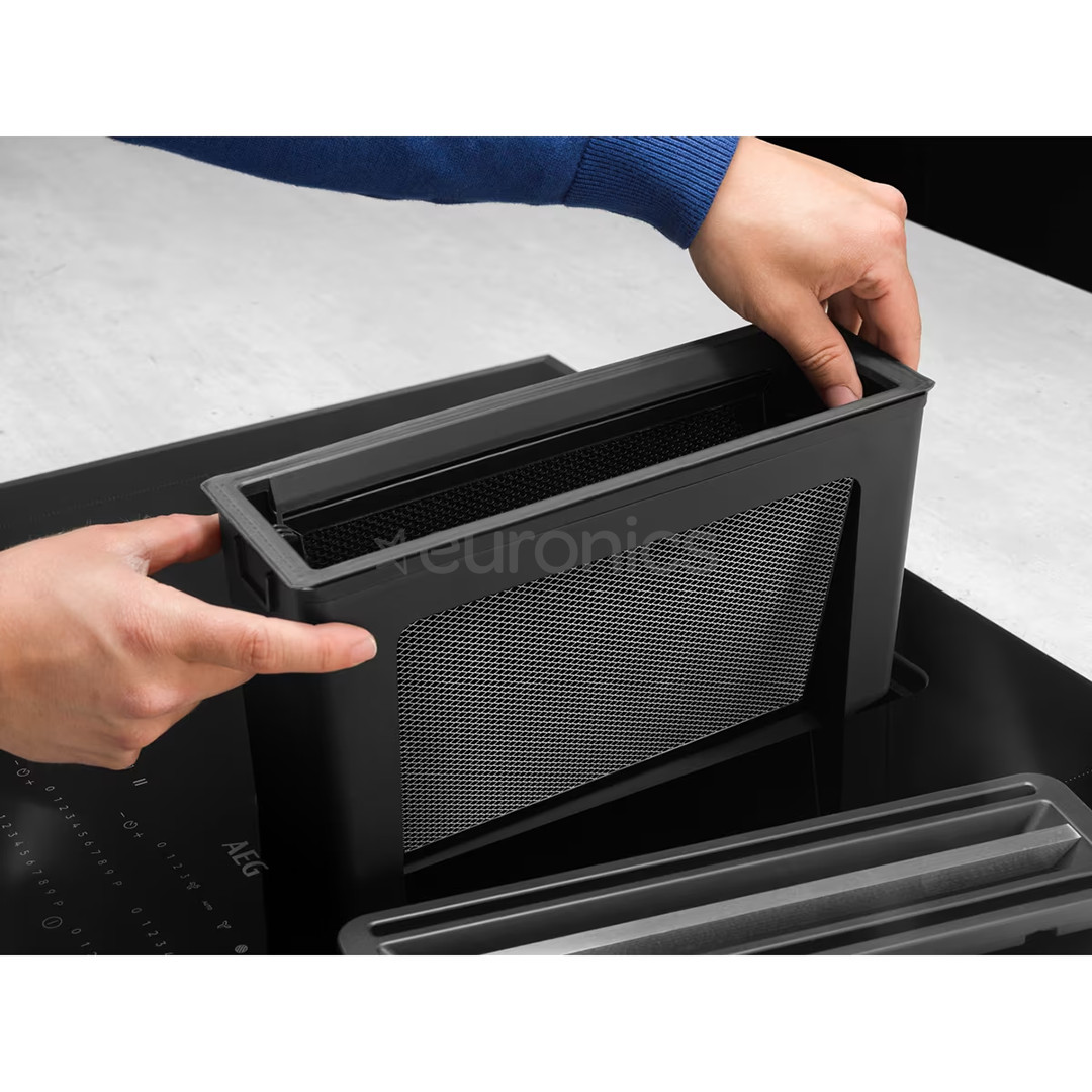 AEG 6000 FlexiBridge, platums 83 cm, melna - Iebūvējama indukcijas plīts virsma ar tvaika nosūcēju
