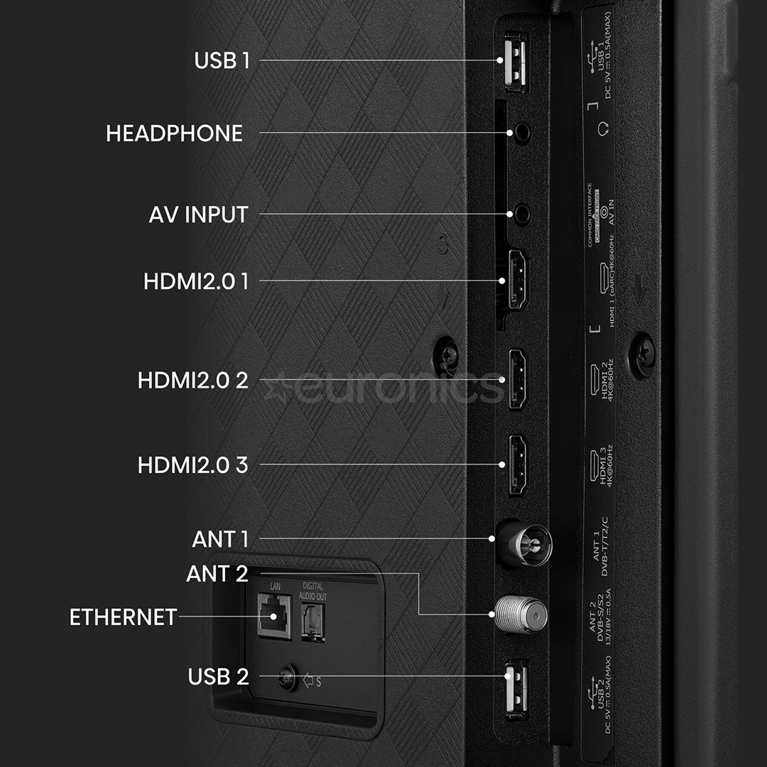 Hisense A6K, 50'', Ultra HD, LED LCD, feet stand, black - TV