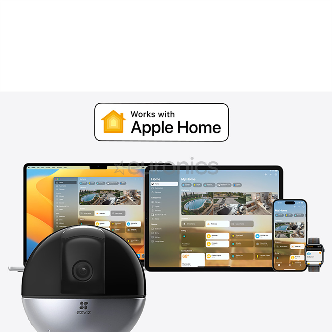 EZVIZ E6, 5 MP, WiFi, LAN, cilvēka noteikšana, nakts redzamība, melna - IP kamera