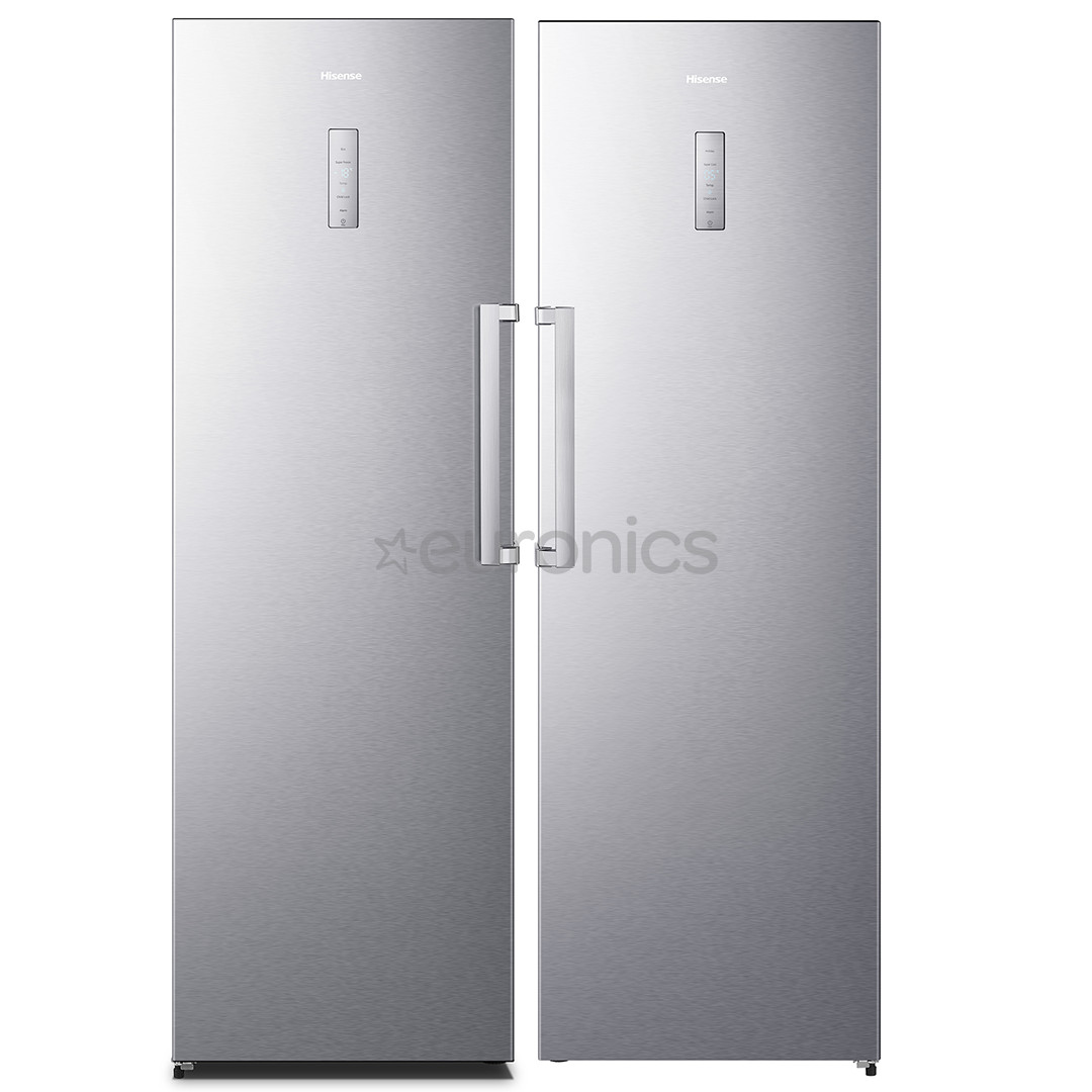 Hisense, 370 + 260 L, augstums 186 cm, nerūsējošā tērauda - Aukstuma skapis + saldētava