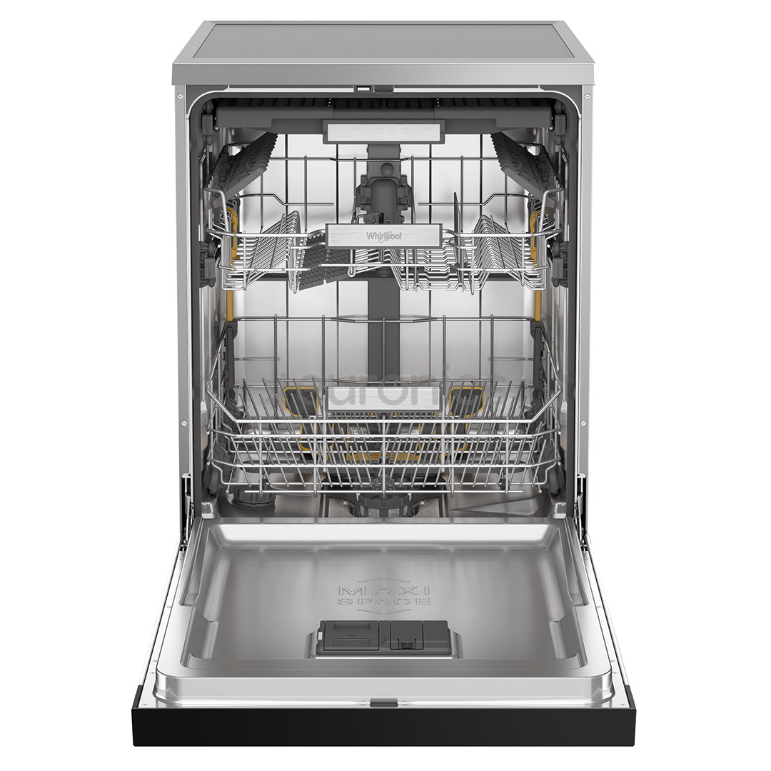 Whirlpool, 15 place settings, inox - Free standing dishwasher