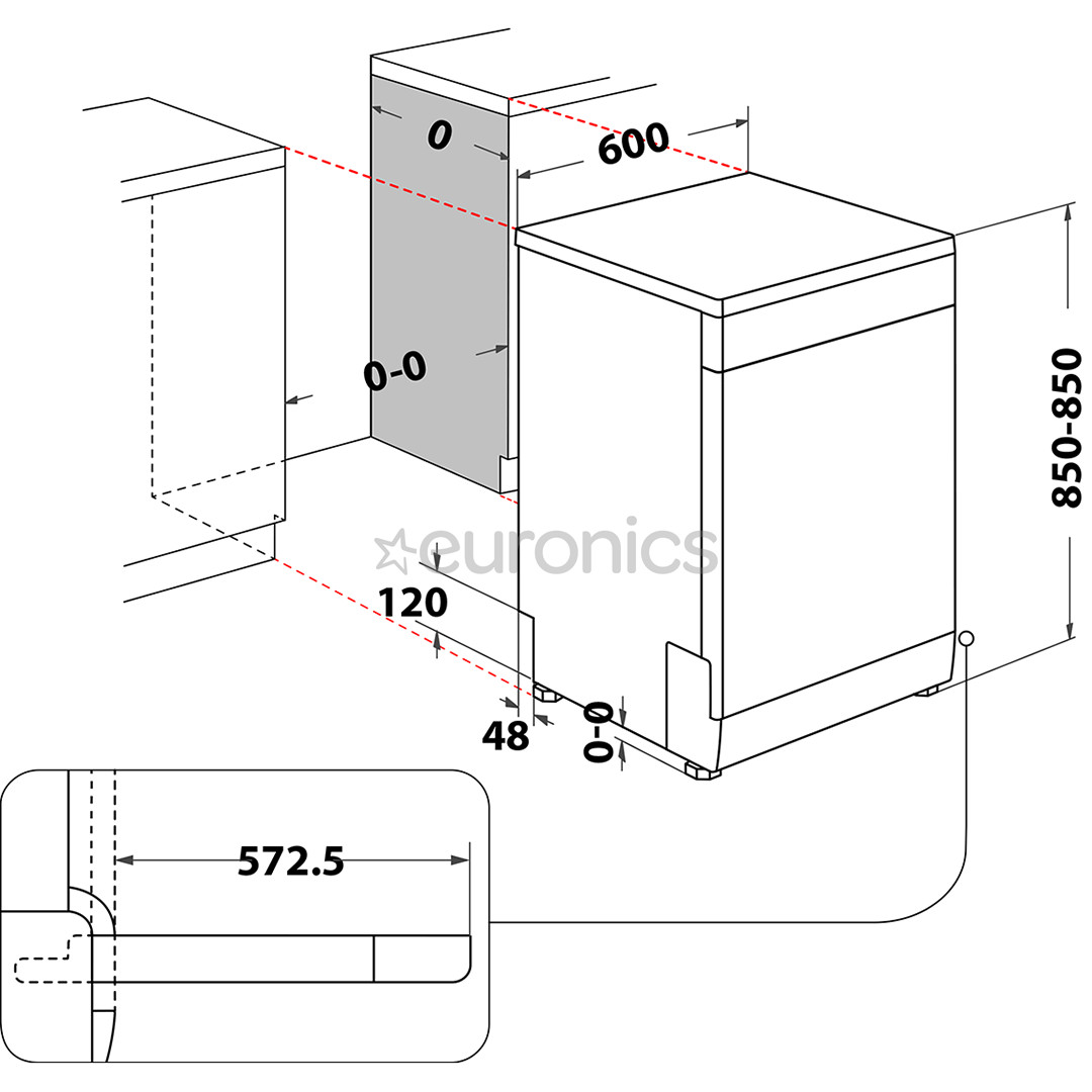 Whirlpool, 14 place settings, white - Free standing dishwasher