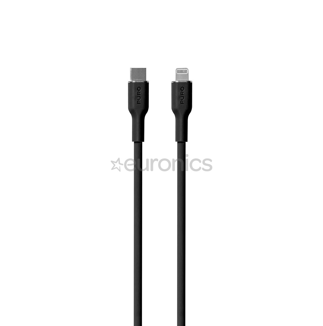 Puro SOFT, USB-C, Lightning, 1,5 м, черный - Кабель