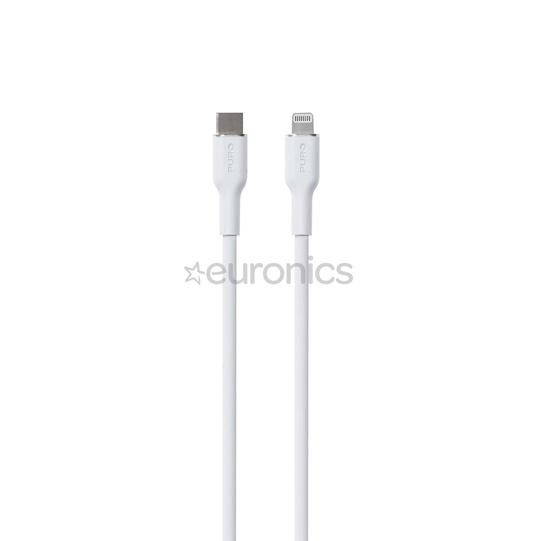Puro SOFT, USB-C, Lightning, 1,5 m, balta - Vads