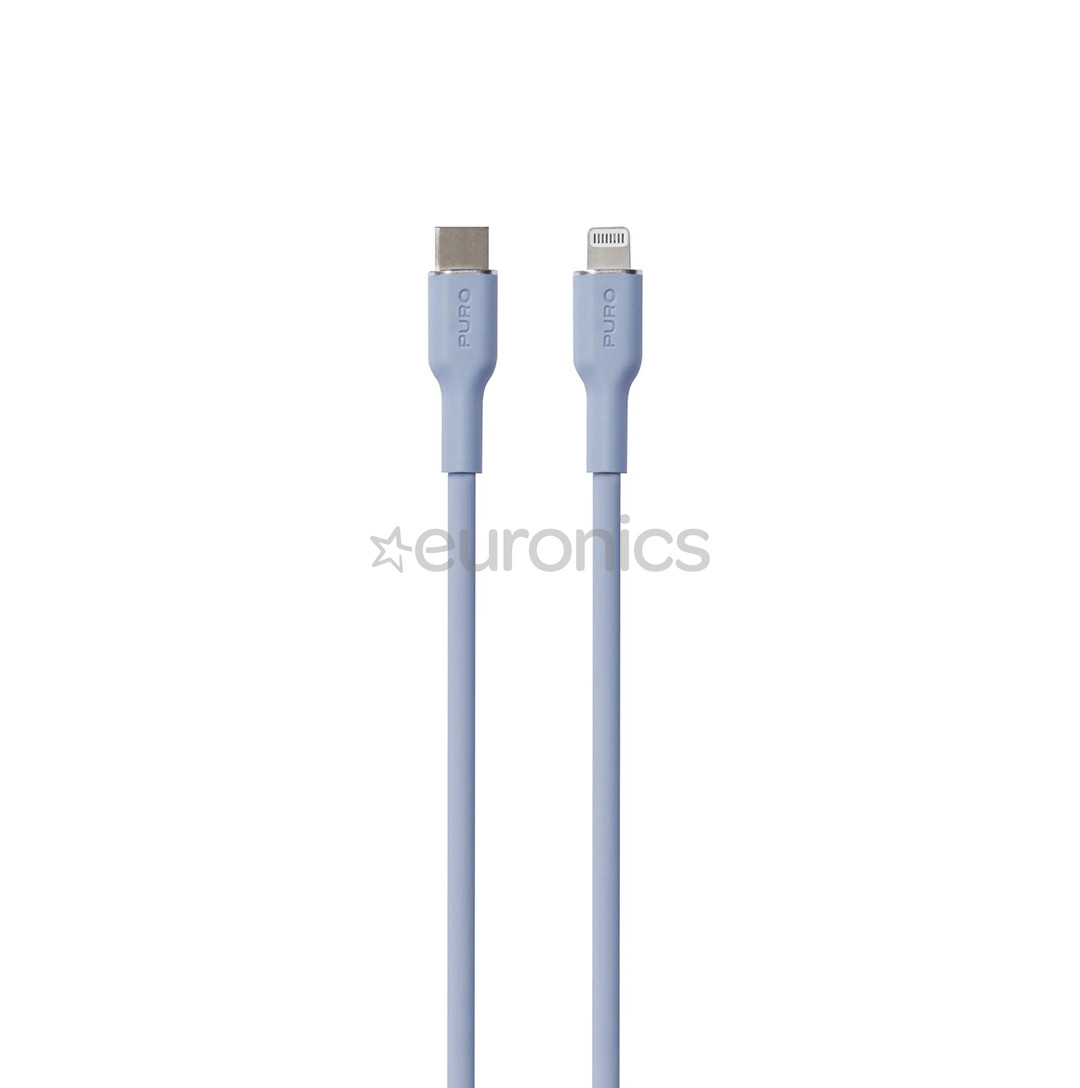 Puro SOFT, USB-C, Lightning, 1,5 m, gaiši zila - Vads