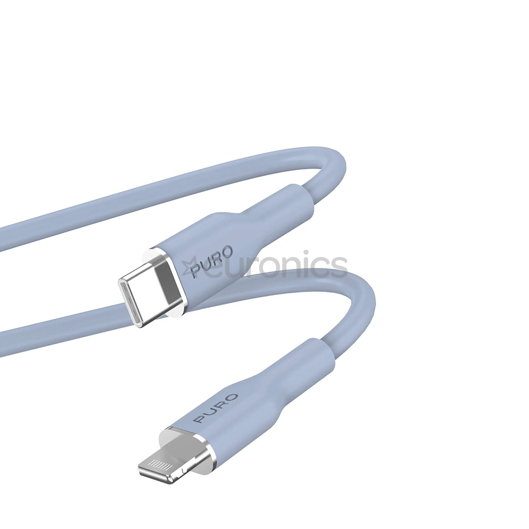 Puro SOFT, USB-C, Lightning, 1,5 m, gaiši zila - Vads