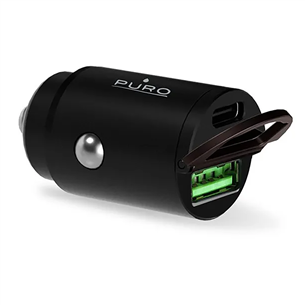 Puro Mini, USB-A, USB-C, 30 W, melna - Auto lādētājs