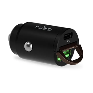 Puro Mini, USB-A, USB-C, 30 W, melna - Auto lādētājs