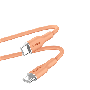 Puro Soft, USB-C / USB-C, 1,5 m, oranža - Vads PUUSBCUSBCICONLORA