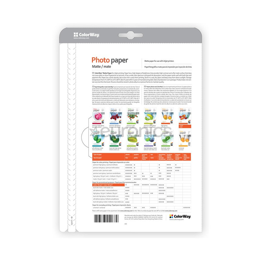 ColorWay 10x15, 190 g/m², 50 sheets, matte - Photo paper
