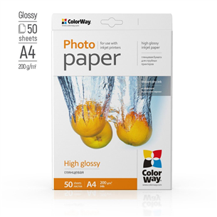ColorWay High Glossy Photo Paper, 50 loksnes, A4, 200 g/m² - Fotopapīrs