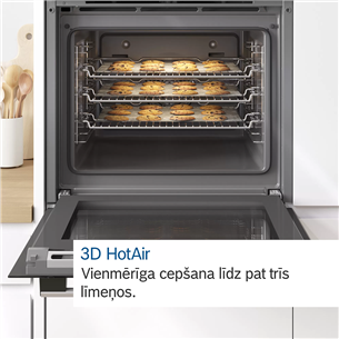 Bosch Serie 6, pyrolytic cleaning, 71 L, black - Built-in Oven