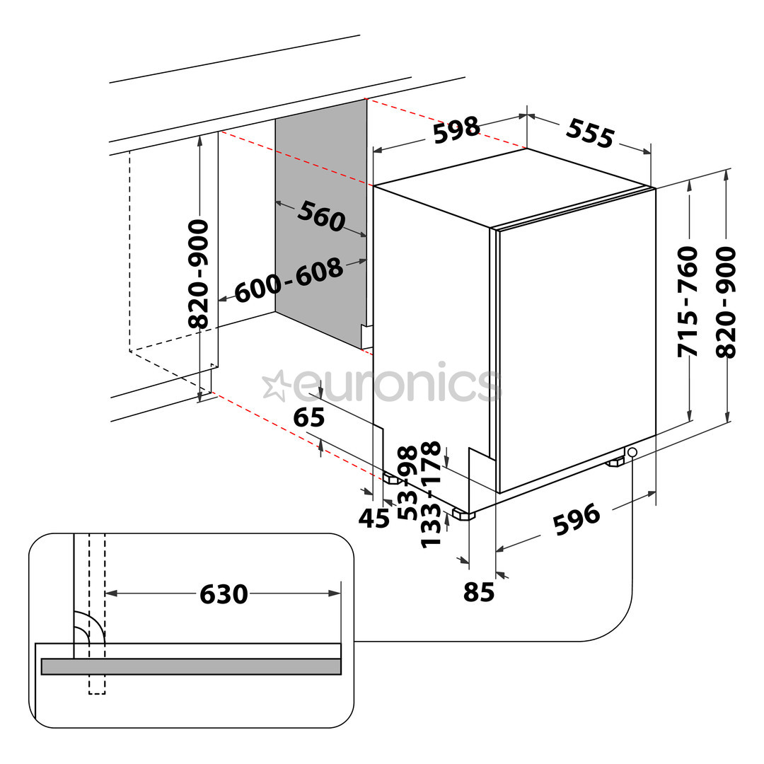 Whirlpool, 15 place settings, width 60 cm - Built-in dishwasher