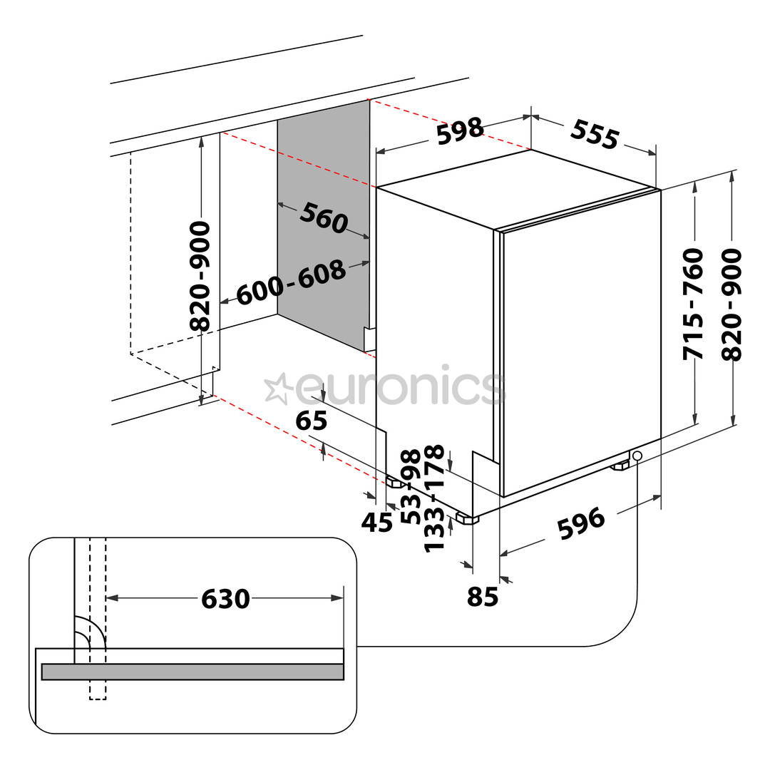 Whirlpool, 15 place settings, width 60 cm - Built-in dishwasher