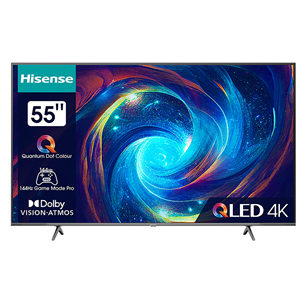 Hisense E7KQ PRO, 55'', Ultra HD, QLED, sānu statīvs, melna - Televizors