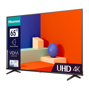 Hisense A6K, 65'', Ultra HD, LED LCD, sānu statīvs, melna - Televizors