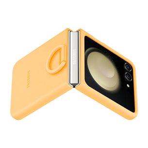 Samsung Silicone Case with Ring, Galaxy Flip5, оранжевый - Силиконовый чехол с кольцом