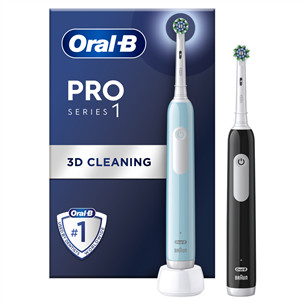 Braun Oral-B Pro Series 1, 2 шт., голубой/черный - Комплект электрических зубных щеток PROSERIES1DUO