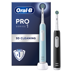 Braun Oral-B Pro Series 1, 2 gab., gaisi zila/melna - Elektrisko zobu birstu komplekts PROSERIES1DUO