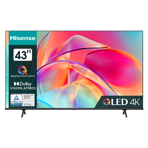 Hisense E7KQ, 43", Ultra HD, QLED, sānu statīvs, melna - Televizors
