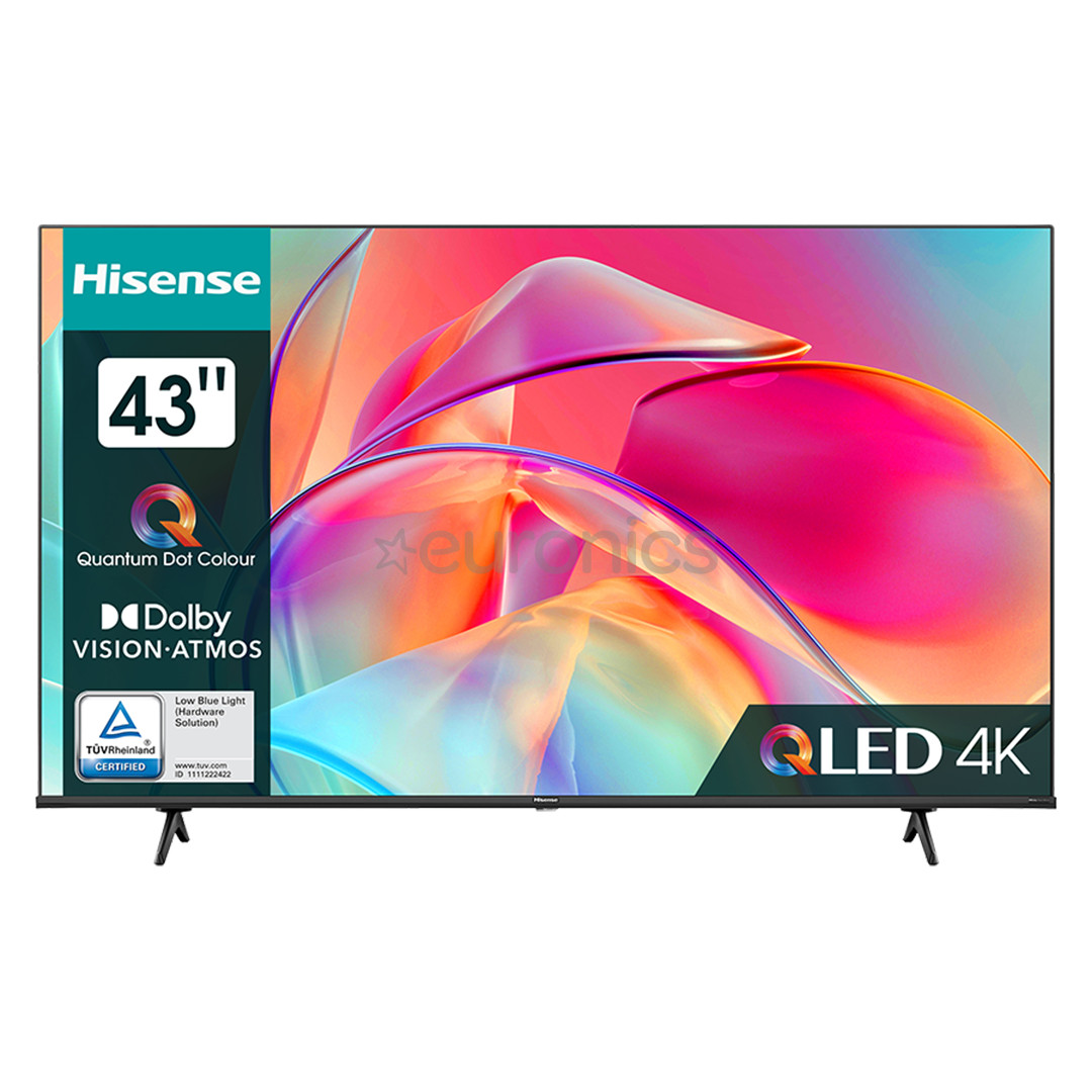 Hisense E7KQ, 43", Ultra HD, QLED, sānu statīvs, melna - Televizors