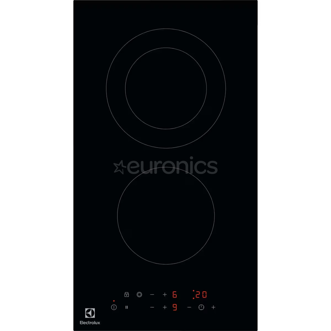 Electrolux 300 Domino, bez rāmja, platums 29 cm, melna - Iebūvējama keramiskā plīts virsma