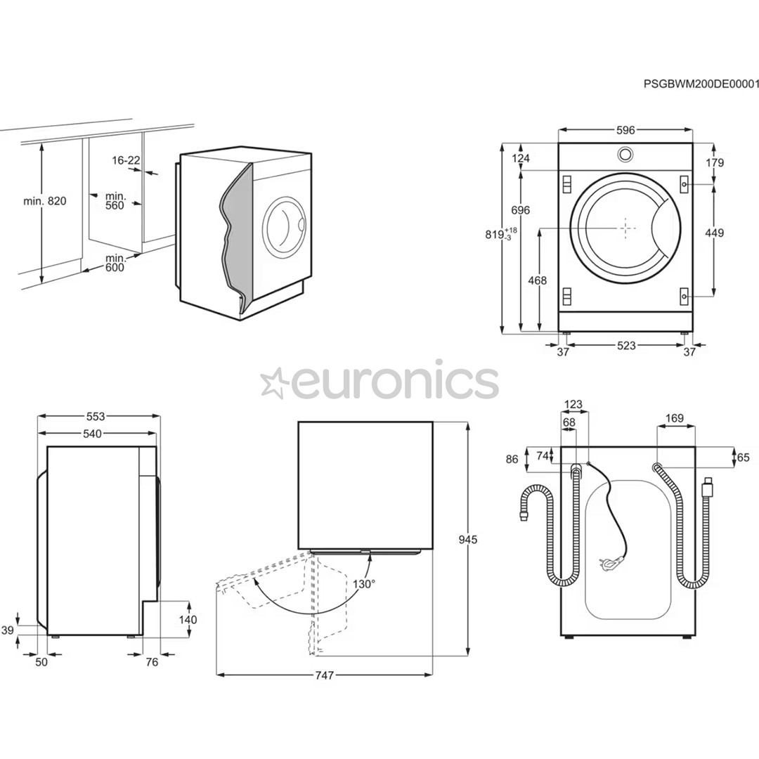 Electrolux UltraCare 8 кг, глубина 54 см, 1400 об/мин - Интегрируемая стиральная машина