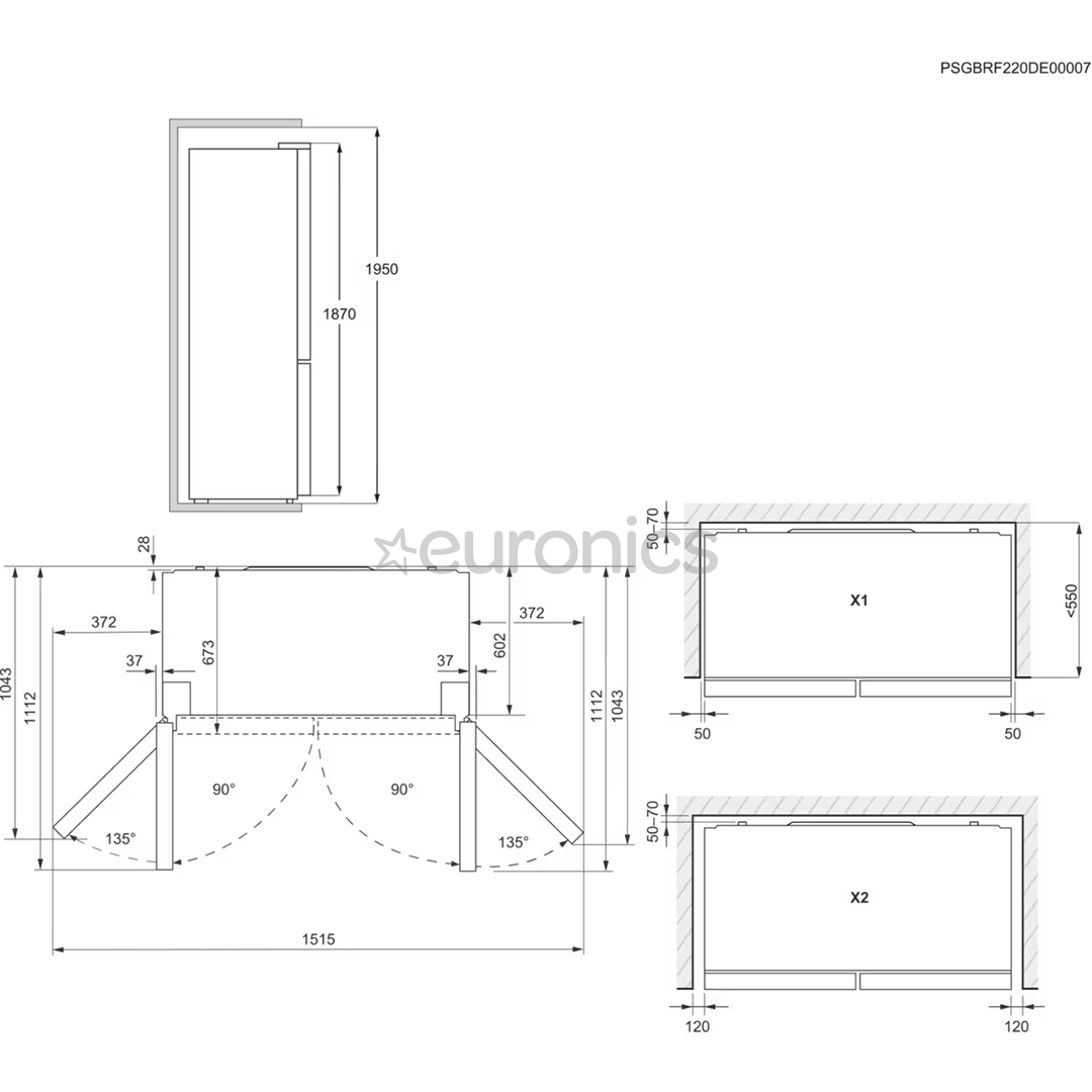 Electrolux 900 Frost Free, 522 L, augstums 190 cm, melna - SBS ledusskapis
